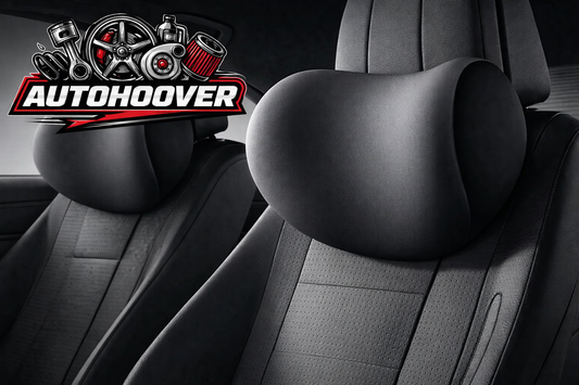 AutoHoover Ergonomic Memory Foam Car Neck Pillow – Neck Pain Relief Headrest for Long Drives