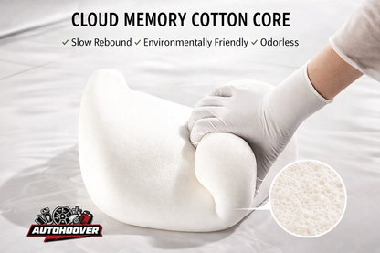 AutoHoover Ergonomic Memory Foam Car Neck Pillow – Neck Pain Relief Headrest for Long Drives