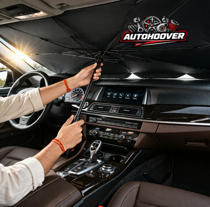 AutoHoover Premium Car Windshield Sun Shade Umbrella – UV Protection Heat Shield for Ultimate Interior Cooling